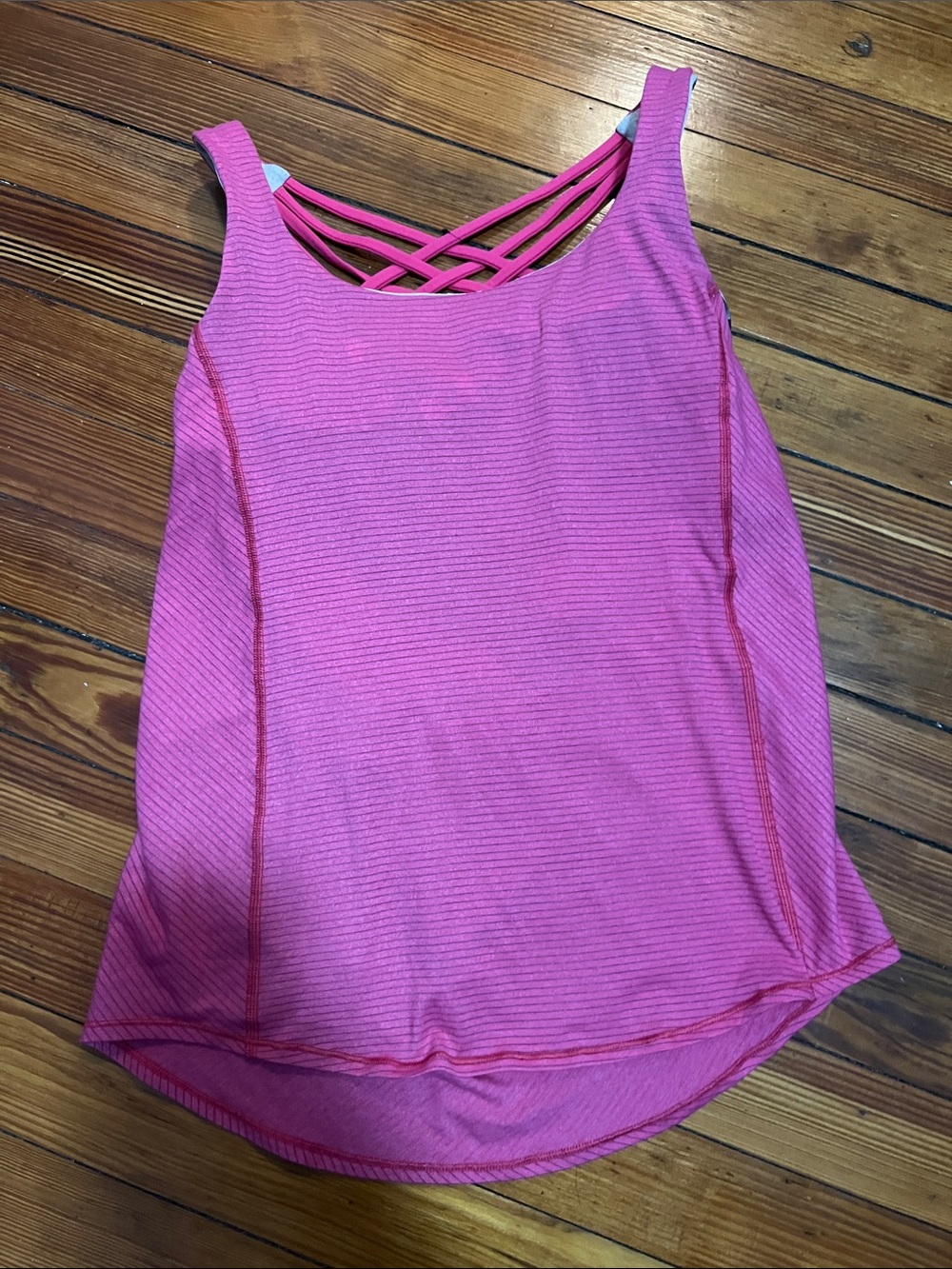 LULULEMON sports bra tank yoga Pink Strappy Active Tank Top 6 open back